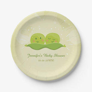Twee erwten in een pod Papieren Borden Baby shower Bordje