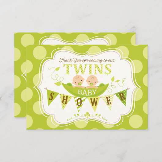 Twee erwten in een pod tweeling Dank je Bedankkaart (Voorkant / Achterkant)