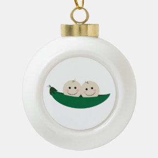 Twee erwten in een Pod Twins Baby Keramische Bal Ornament