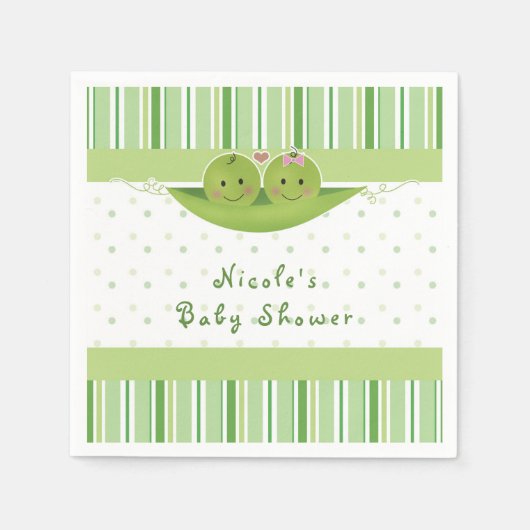 Twee Erwten in een Pod Twins Baby shower Party Cus Servet (Voorkant)