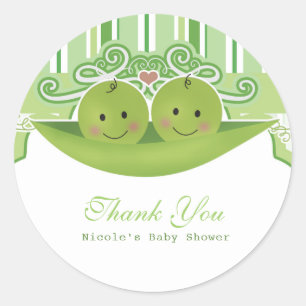 Twee Erwten in een Pod Twins Baby shower Party Fav Ronde Sticker