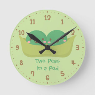 Twee erwten in een Pod Twins Nursery Room Decor Ronde Klok