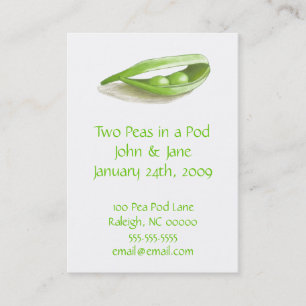 Twee erwten in een Pod Wedding addess-kaart Visitekaartje