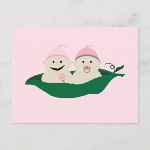 Twee erwten in een podtweeling babymeisjes briefkaart