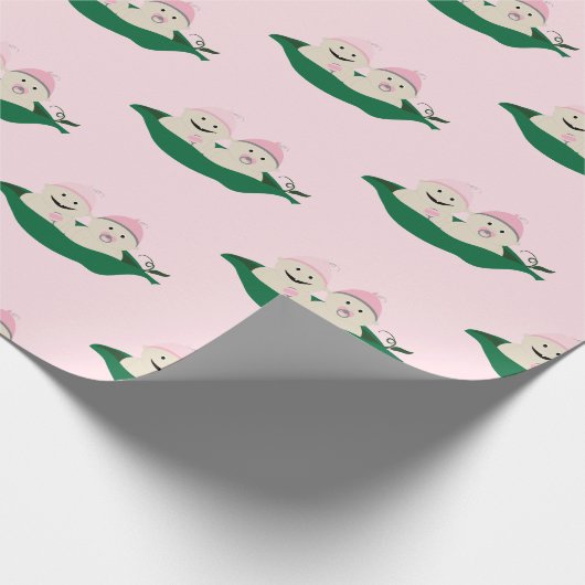 Twee erwten in een podtweeling babymeisjes cadeaupapier (Hoek)