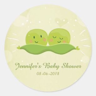 Twee erwten in een sticker met peul Twintig baby s