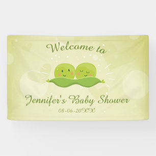 Twee erwten in pod Baby shower banner Twins Neutra