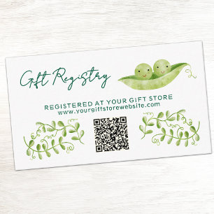Twee Erwten Tweeling Baby Shower QR Cadeau Registr Informatiekaartje