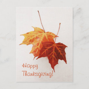 Twee esdoorns verlaten Happy Thanksgiving-briefkaa Feestdagenkaart