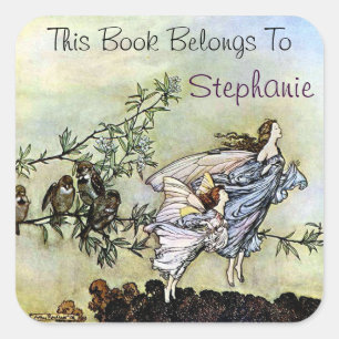 Twee Fairies Bookplate Vierkante Sticker