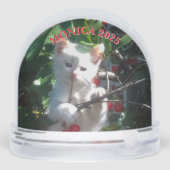 Twee Familie Pet Foto's met Curved Text Sneeuwbol (Achterkant)