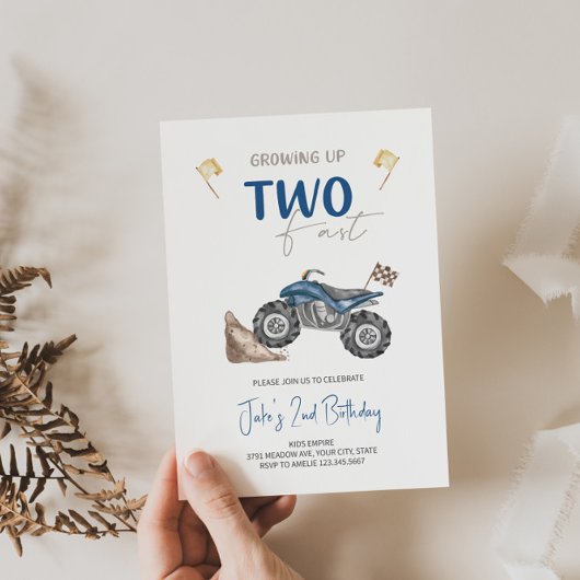 TWEE Fast 4 Wheeler Quad Bike Verjaardag uitnodigi Kaart