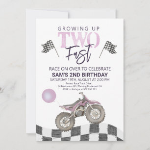 Twee Fast Birthday Dirt bike thema Uitnodiging. In Kaart
