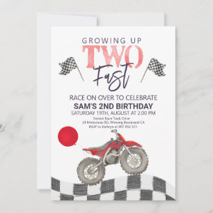 Twee Fast Birthday Dirt bike thema Uitnodiging. Kaart