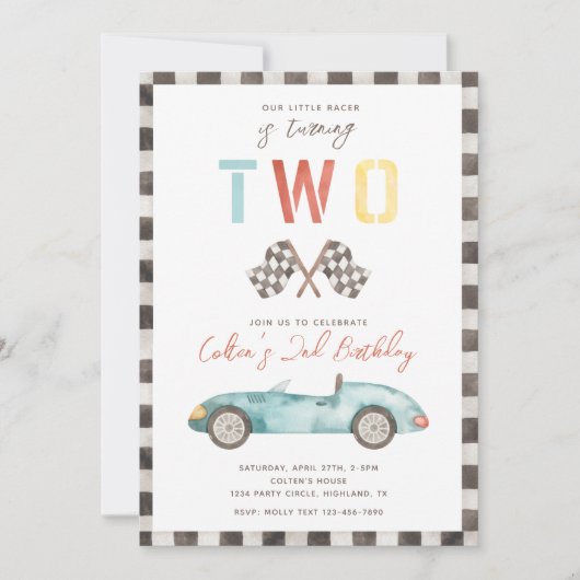 TWEE Fast Birthday-uitnodiging | Uitnodiging tot r (Voorkant)