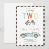 TWEE Fast Birthday-uitnodiging | Uitnodiging tot r (Voorkant / Achterkant)