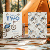 Twee Fast Blue Dirt Bike Uitnodiging