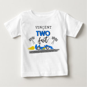 Twee Fast Blue Race Car 2e verjaardag Party Outfit