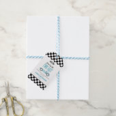 Twee Fast Blue Race Car 2e Verjaardagsfeest Cadeaulabel
