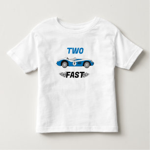 Twee Fast Blue  Race Car Boy 2e Verjaardag Kinder Shirts