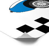 Twee Fast Blue Race Car verjaardagskaarten en gesc Poster (Hoek)