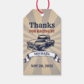 Twee Fast Boy autothema Tweede verjaardag Racing Cadeaulabel (Voorkant)