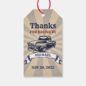 Twee Fast Boy autothema Tweede verjaardag Racing Cadeaulabel (Achterkant)