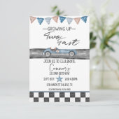 Twee Fast Boy Second Birthday Invitation Kaart (Staand voorkant)