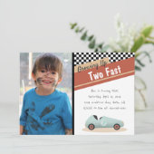 Twee Fast Car-thema Unieke gele rode, zwarte Invit Kaart (Staand voorkant)