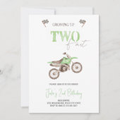 TWEE Fast Lime Green Dirt Bike Verjaardag uitnodig Kaart (Voorkant)