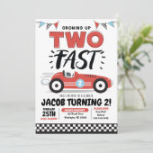 Twee Fast Race Car 2e verjaardag Uitnodiging (Staand voorkant)
