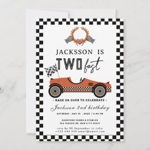 Twee Fast Race Car Birthday Party Kaart