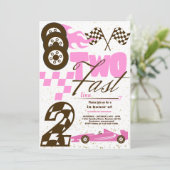 Twee Fast Race Car Boy 2e verjaardag Uitnodiging (Staand voorkant)