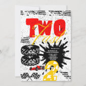 Twee Fast Race Car Boy 2e verjaardag Uitnodiging (Voorkant)