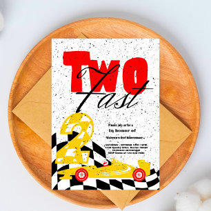 Twee Fast Race Car Boy 2e verjaardag Uitnodiging