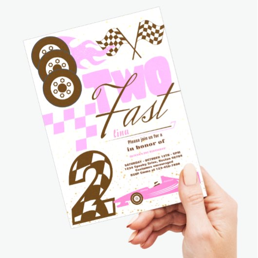 Twee Fast Race Car Boy 2e verjaardag Uitnodiging