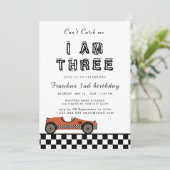 Twee Fast Race Car Boy 3e verjaardag Party Invitat Kaart (Staand voorkant)