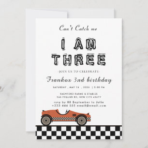 Twee Fast Race Car Boy 3e verjaardag Party Invitat Kaart