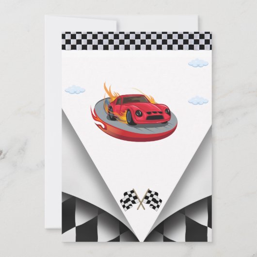 Twee Fast Race Car Boy Verjaardagsfeestje Uitnodig Kaart (Achterkant)