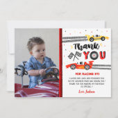 Twee Fast Race Car Racing Birthday - Bedankt voor Kaart (Voorkant)