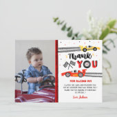 Twee Fast Race Car Racing Birthday - Bedankt voor Kaart (Staand voorkant)