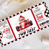 Twee Fast Race Car Ticket Pass Tweede Verjaardag I Kaart