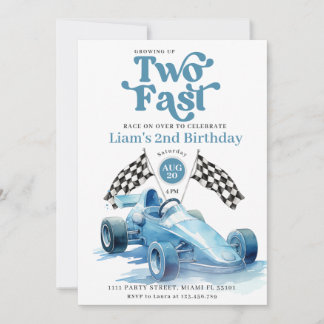 Twee Fast Racing Boy Blue Race Auto Verjaardagsfee Kaart