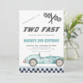 TWEE Fast Racing Car Verjaardagsfeestje Kaart (Staand voorkant)