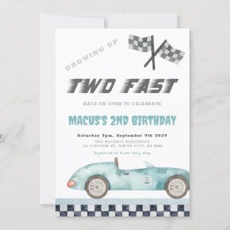 TWEE Fast Racing Car Verjaardagsfeestje Kaart