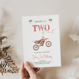 TWEE Fast Red Dirt Bike Verjaardag uitnodiging