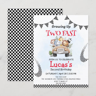 Twee Fast wild Safari race auto 2e Verjaardagsfees Briefkaart