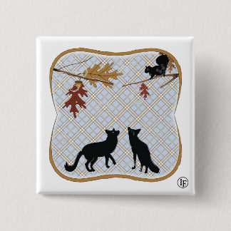 Twee fectching Foxes Vierkante Button 5,1 Cm