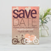 Twee fietsen Cute Love Bewaar de datum Save The Date (Staand voorkant)