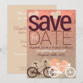 Twee fietsen Cute Love Bewaar de datum Save The Date (Voorkant / Achterkant)